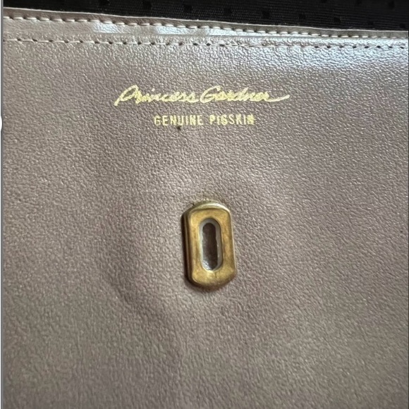 taupe kidskin Vintage leather wallet clutch, Princess Gardner taupe/grey. - Picture 4 of 13